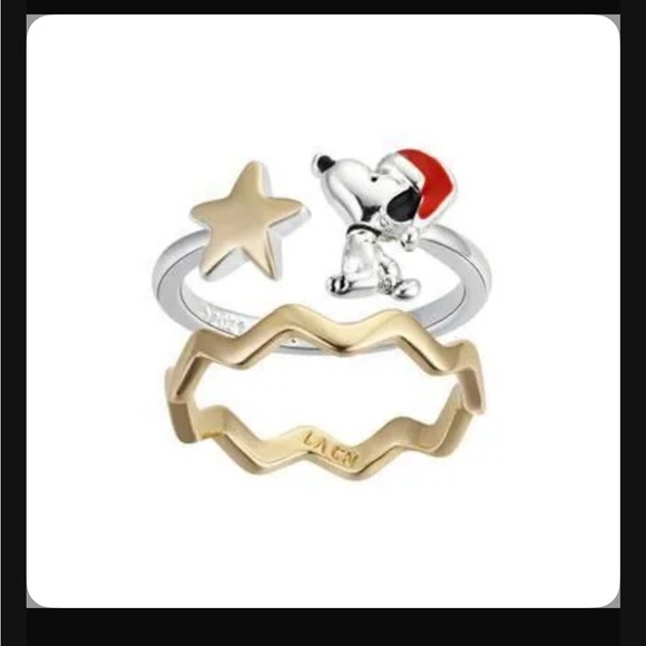 Snoopy Christmas Ring Set - Gold and Silver - Picture 1 of 1